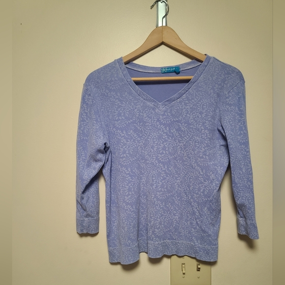 Fresh Produce 3/4 sleeve tee  paisley print size l in periwinkle - Picture 1 of 5